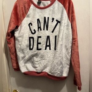 Gently used- Juniors large pink & white long sleeve sweater, by Cold Crush.